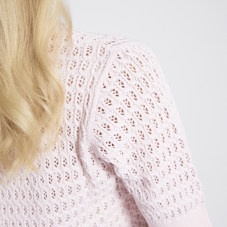 Crochet knit tee "Viola" Light Pink